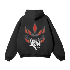 Nine-Tails Rage Mask Oversized Black Graphic Hoodie - Oni/Hollow Streetwear